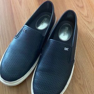 dark blue slip ons